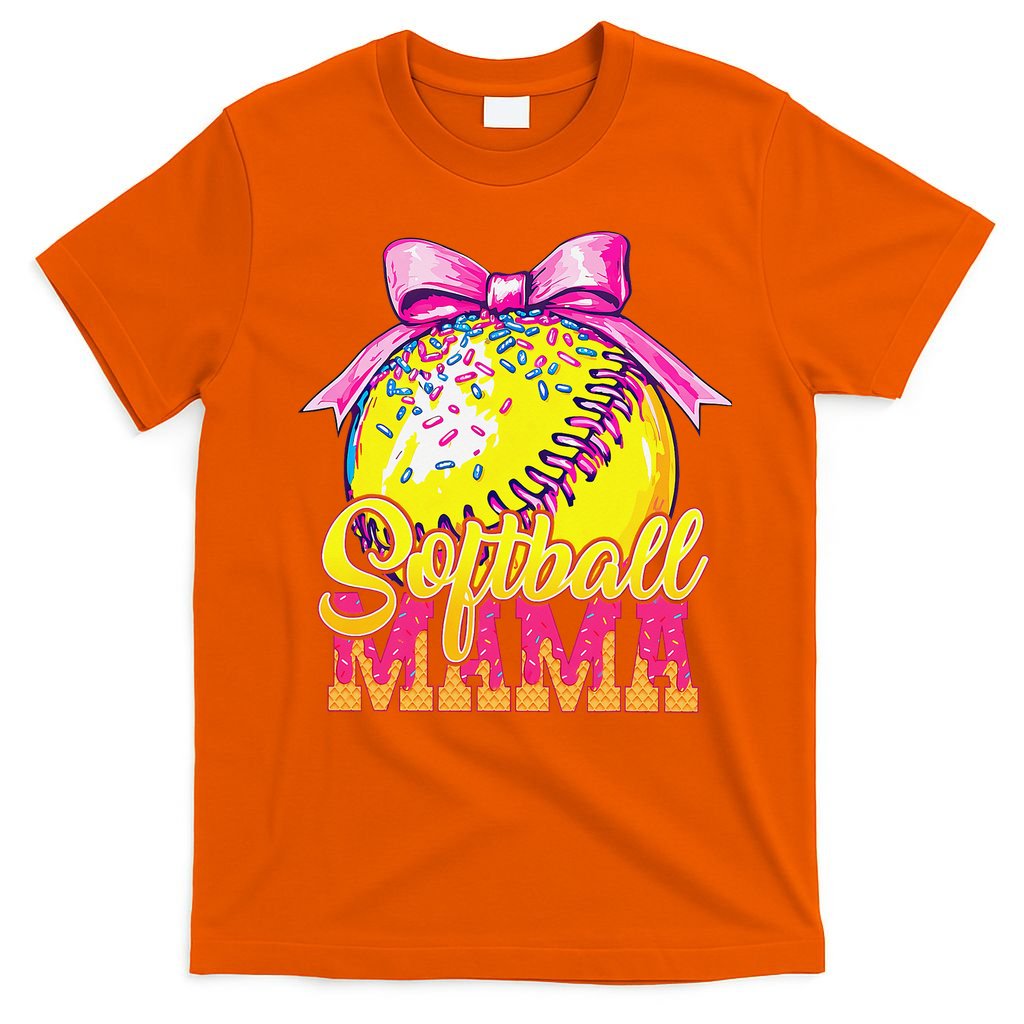 Softball Mama Ice Cream Drip Cheer Mom Game Day Mothers Day T-Shirt