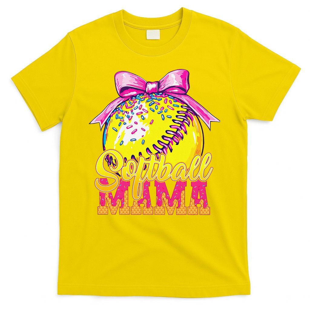 Softball Mama Ice Cream Drip Cheer Mom Game Day Mothers Day T-Shirt