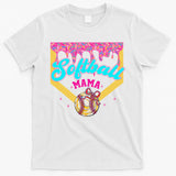 Softball Mama Ice Cream Drip Cheer Mom Game Day Mothers Day T-Shirt