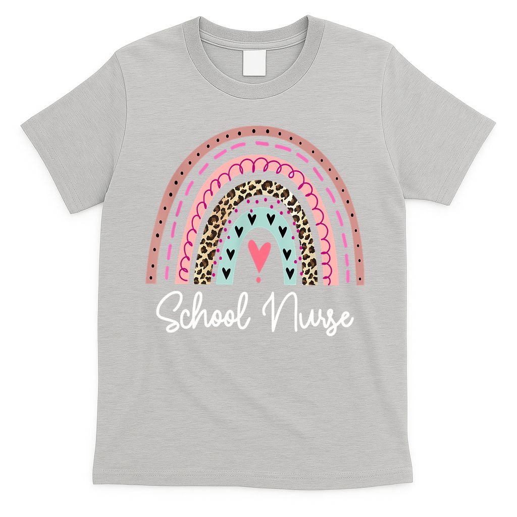 School Nurse Rainbow Leopard Back To School Appreciation T-Shirt