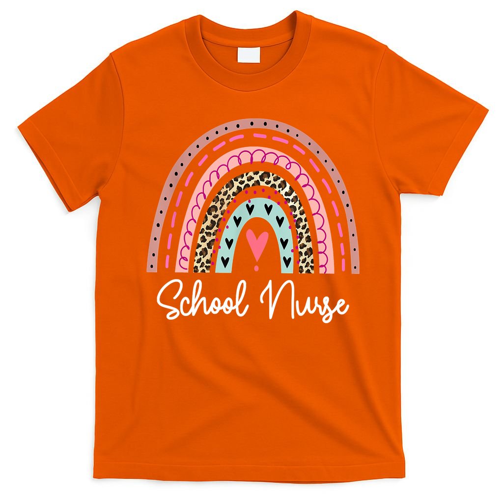 School Nurse Rainbow Leopard Back To School Appreciation T-Shirt