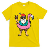 Santa On Flamingo Floatie Cute Christmas In July Xmas Summer T-Shirt
