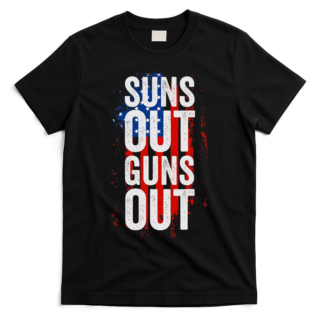 Suns Out Guns Out Tank Top Men Women 4th Of July USA Flag T-Shirt