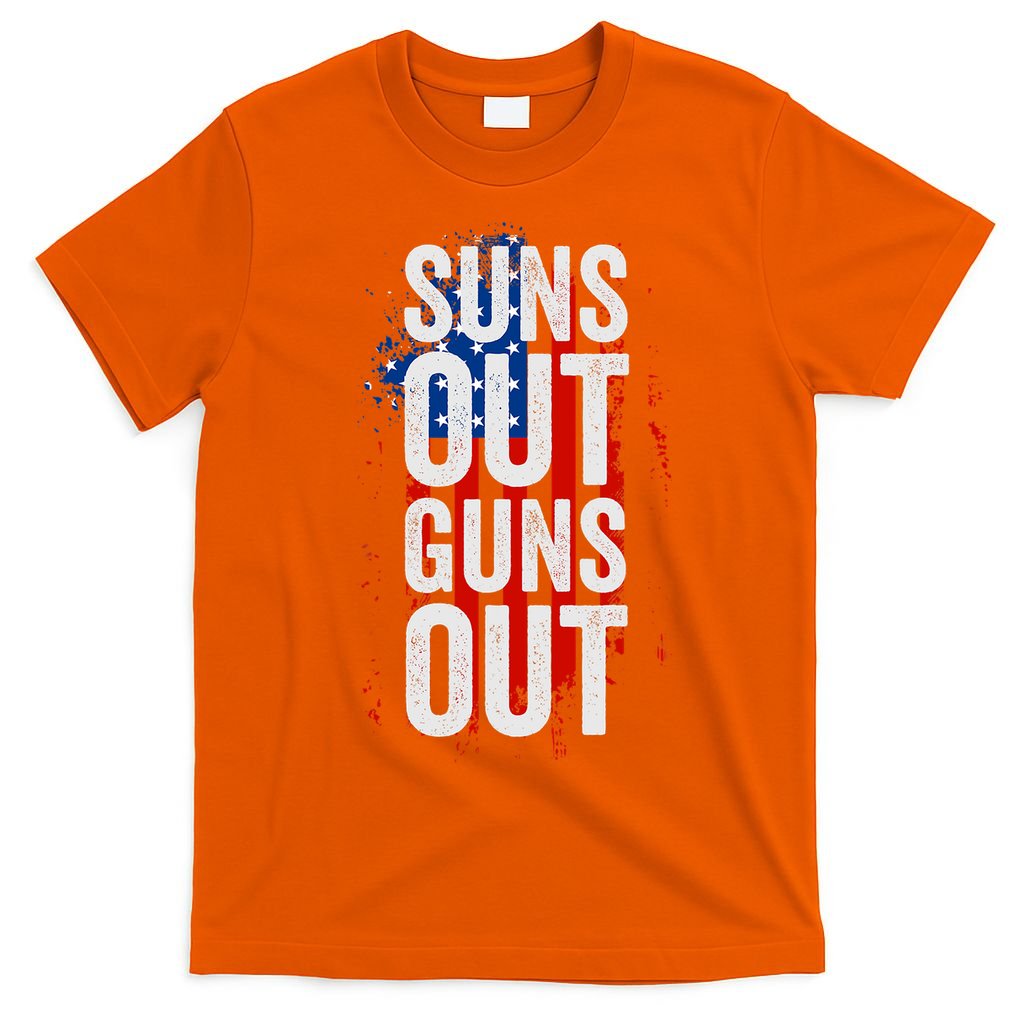Suns Out Guns Out Tank Top Men Women 4th Of July USA Flag T-Shirt