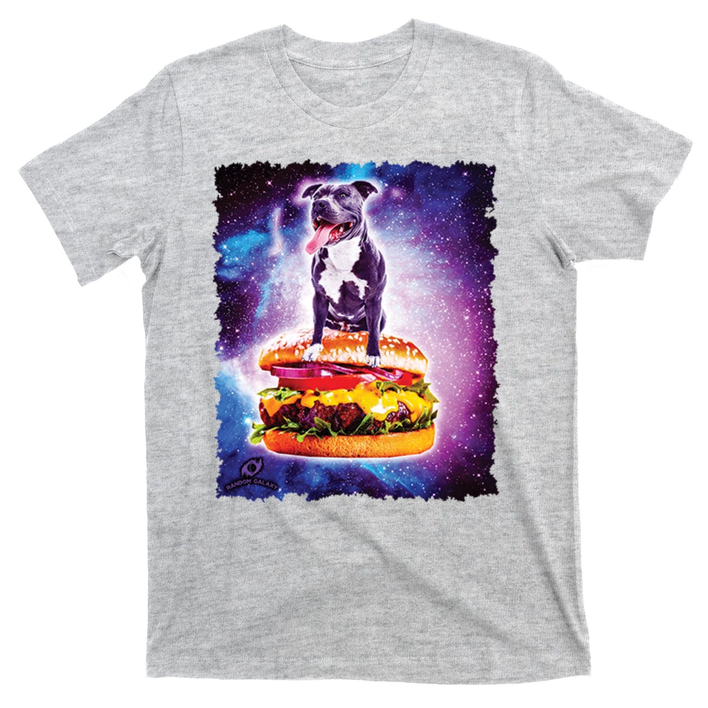 Space Galaxy Pitbull Riding Cheeseburger T-Shirt