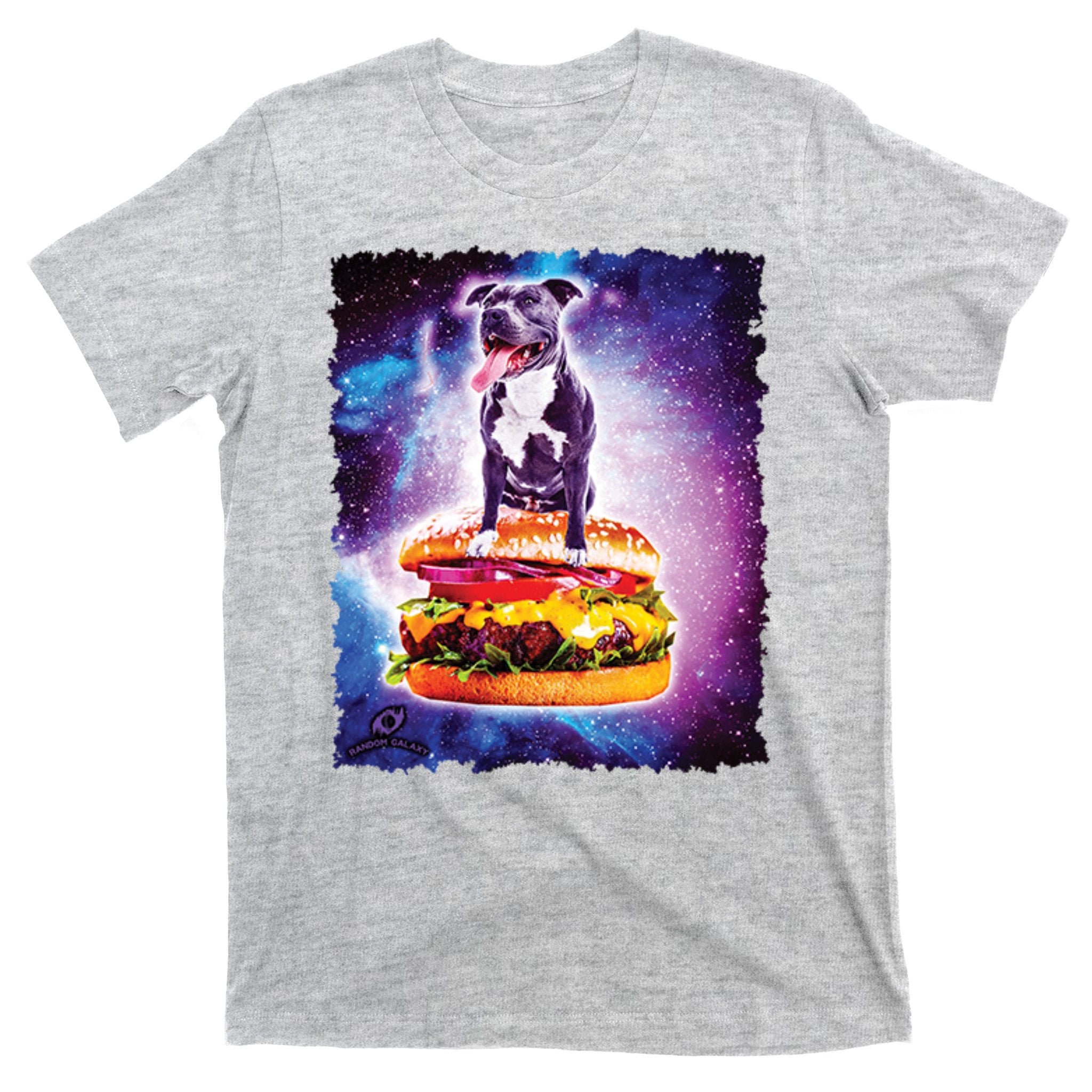 Space Galaxy Pitbull Riding Cheeseburger T-Shirt