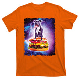 Space Galaxy Pitbull Riding Cheeseburger T-Shirt