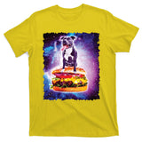 Space Galaxy Pitbull Riding Cheeseburger T-Shirt