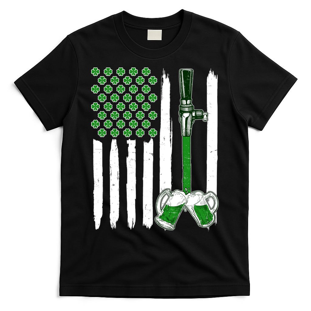 St. Patrick's Day Beer Tap USA American Flag T-Shirt