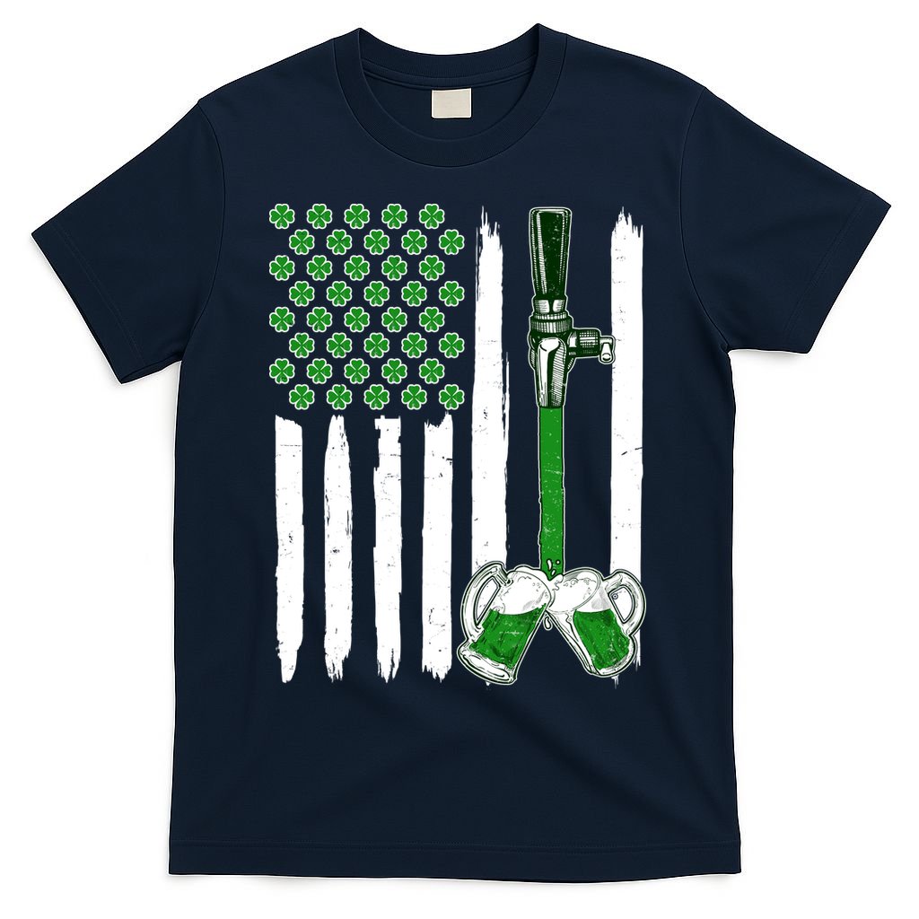 St. Patrick's Day Beer Tap USA American Flag T-Shirt