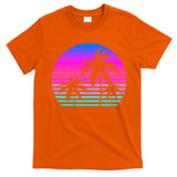 Sunset Palm Tree Cool Summer Vacation Style Vaporwave T-Shirt