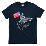 Skeleton Ride Shark 4th Of July T-Shirt