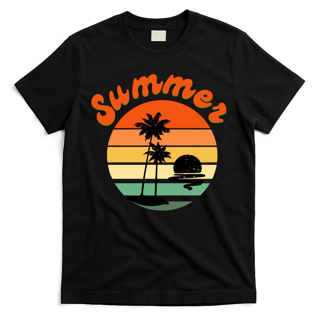 Summer Sunset Beach Retro Vacation T-Shirt