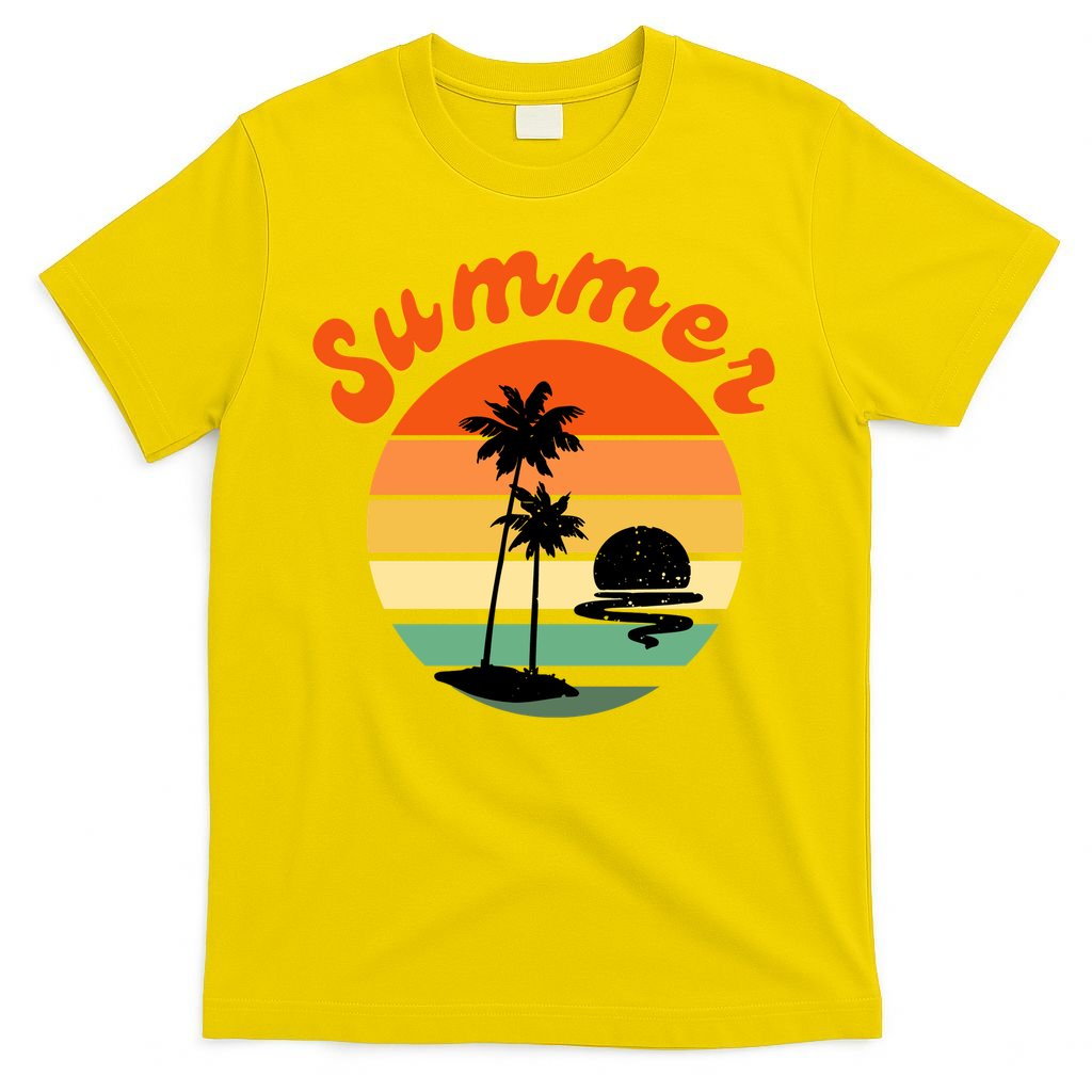 Summer Sunset Beach Retro Vacation T-Shirt