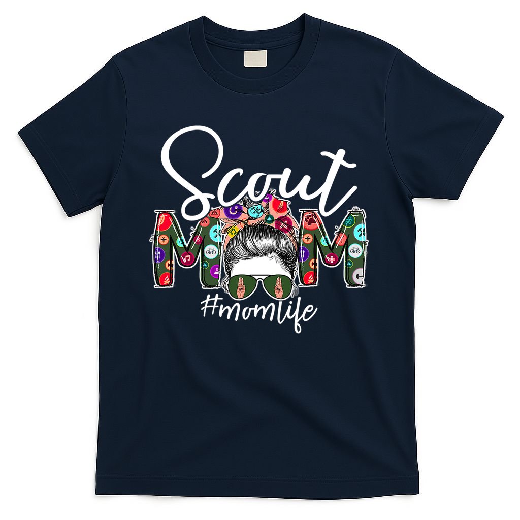 Scouting Scout Mom Life Messy Bun Hair T-Shirt