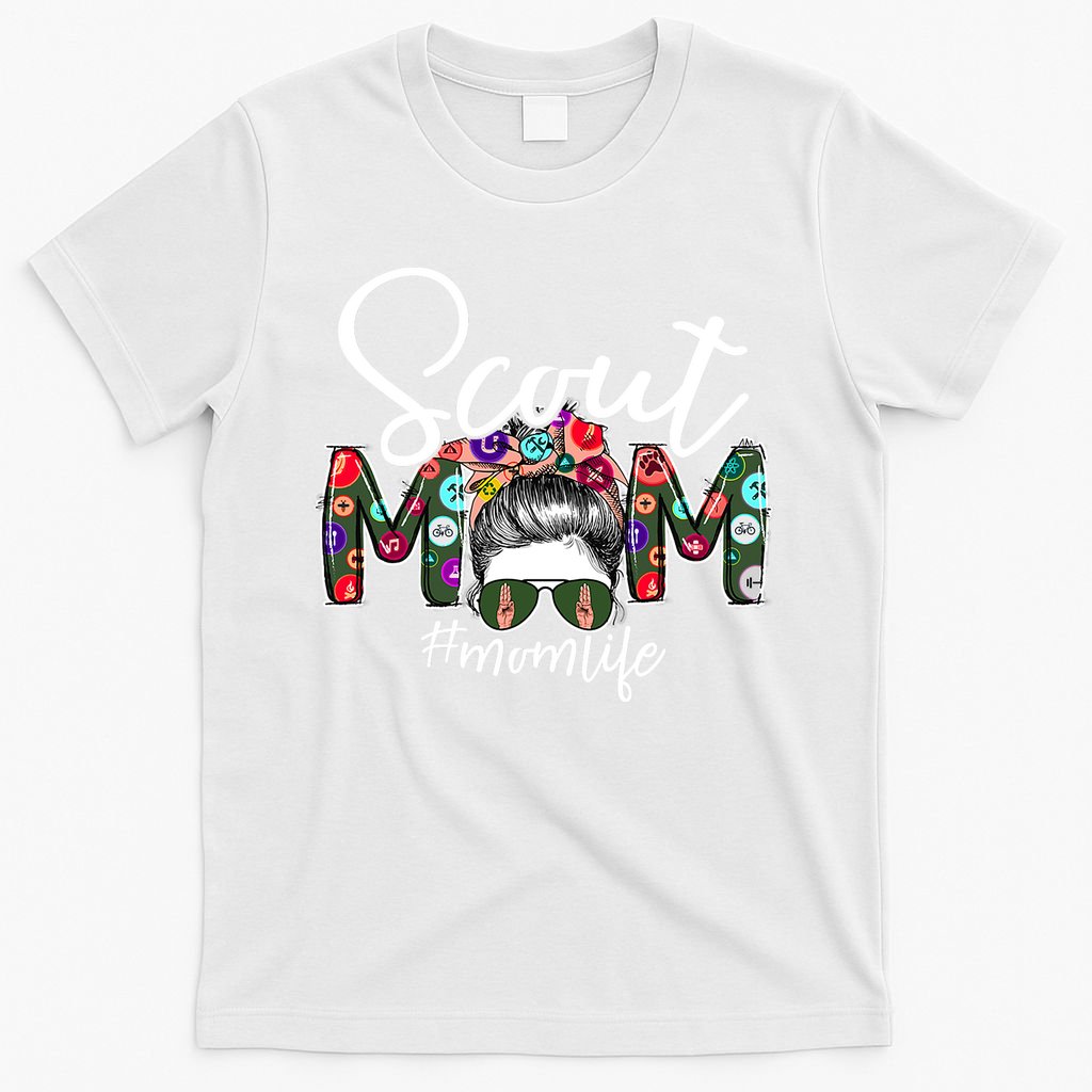 Scouting Scout Mom Life Messy Bun Hair T-Shirt