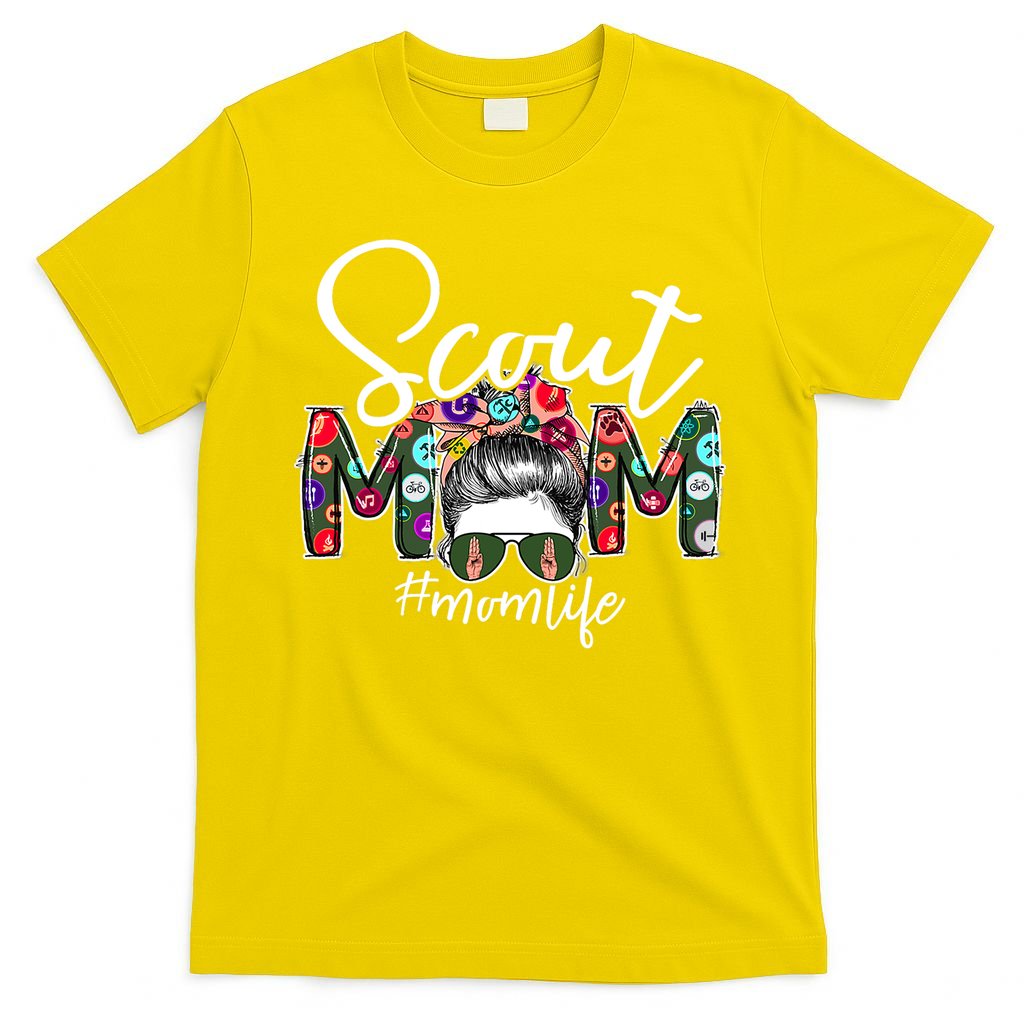 Scouting Scout Mom Life Messy Bun Hair T-Shirt
