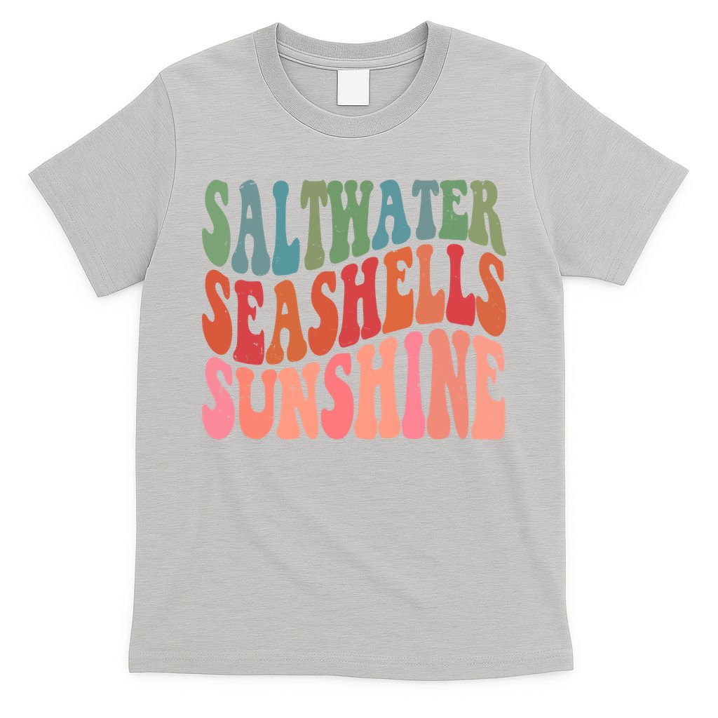 Saltwater Seashells Sunshine Retro Groovy Summer T-Shirt