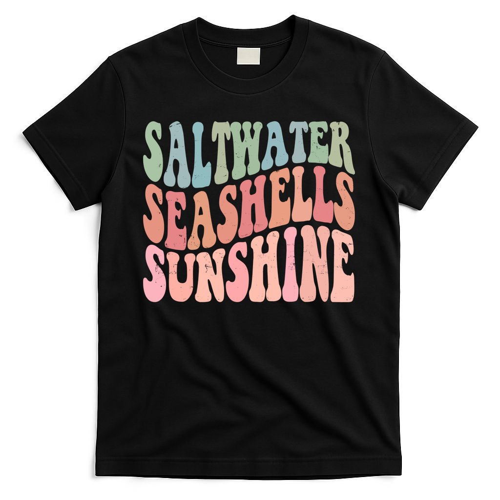 Saltwater Seashells Sunshine Retro Groovy Summer T-Shirt