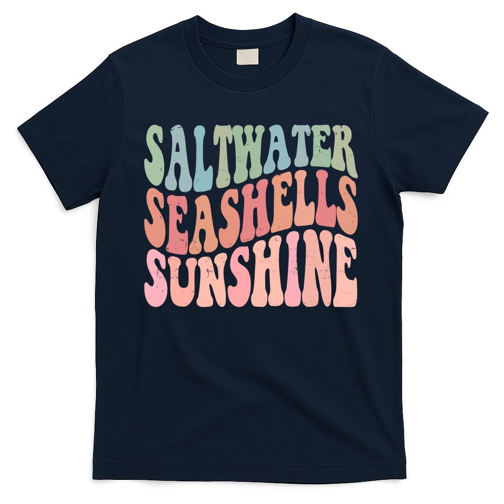 Saltwater Seashells Sunshine Retro Groovy Summer T-Shirt