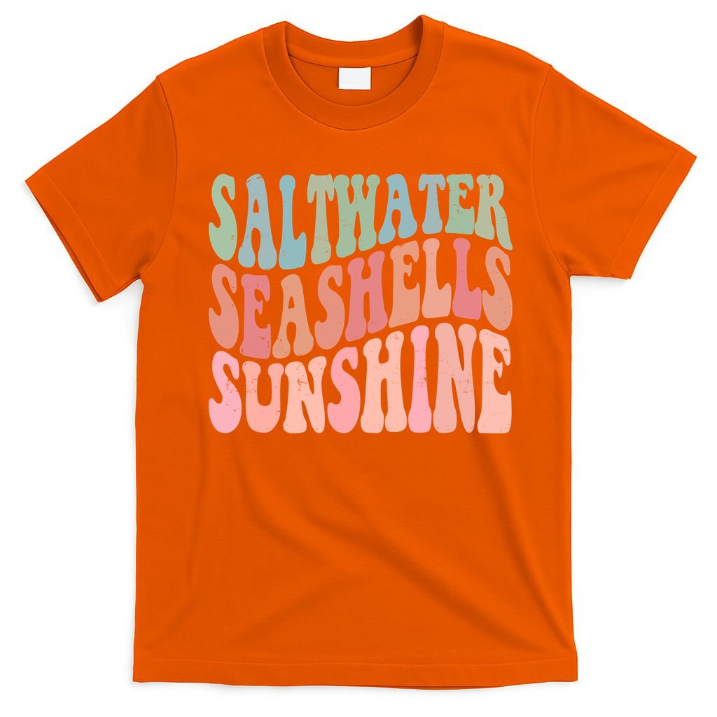Saltwater Seashells Sunshine Retro Groovy Summer T-Shirt