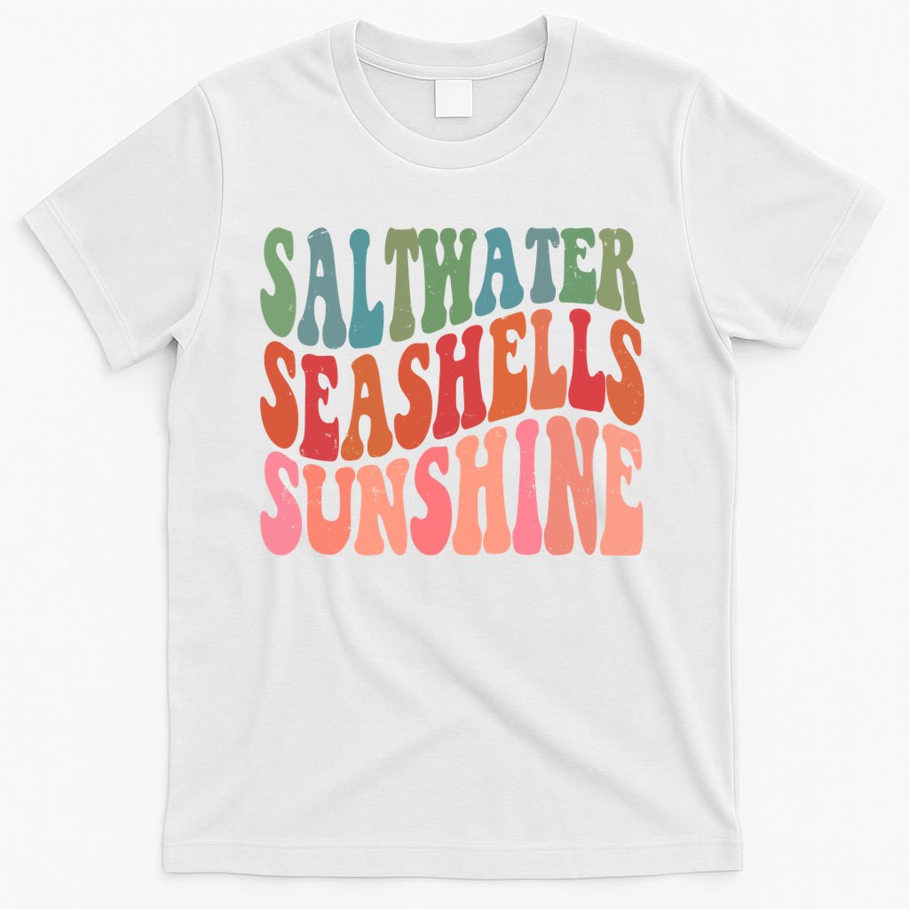 Saltwater Seashells Sunshine Retro Groovy Summer T-Shirt