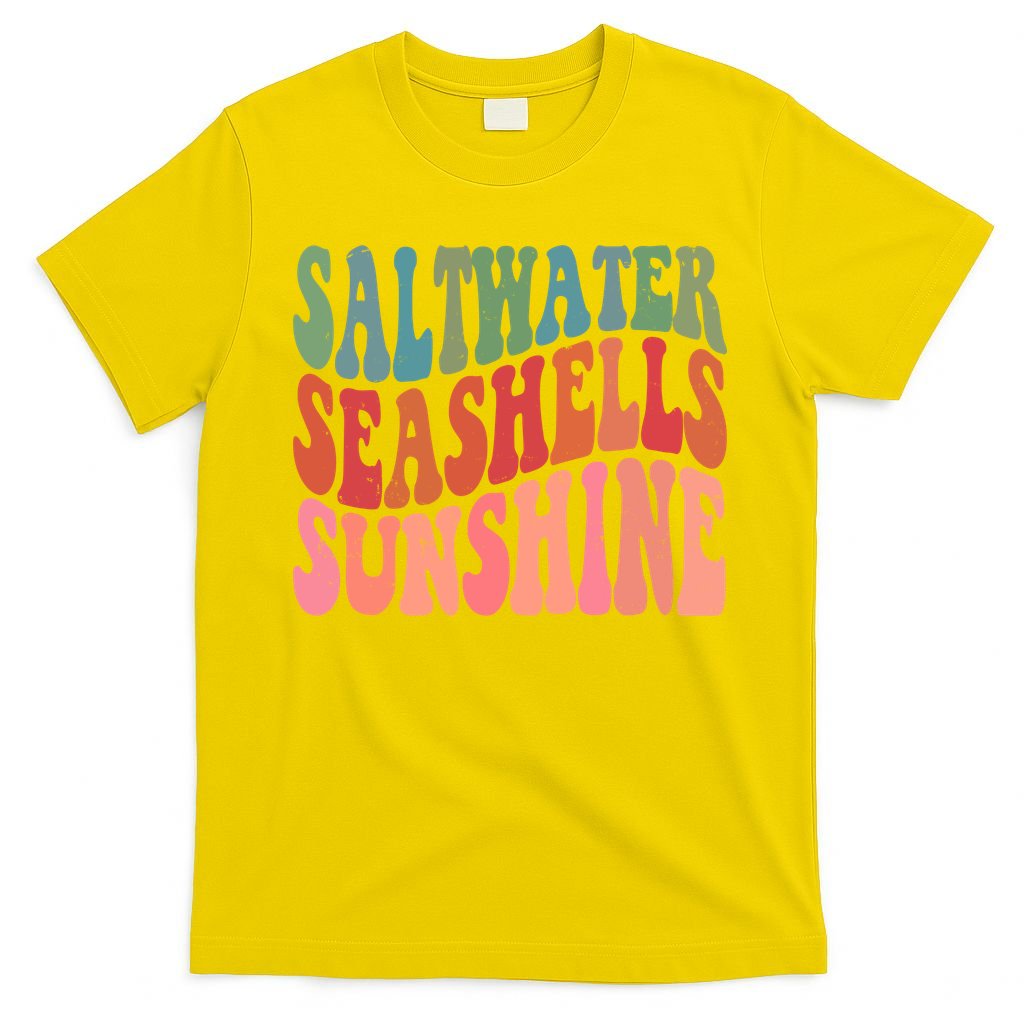 Saltwater Seashells Sunshine Retro Groovy Summer T-Shirt