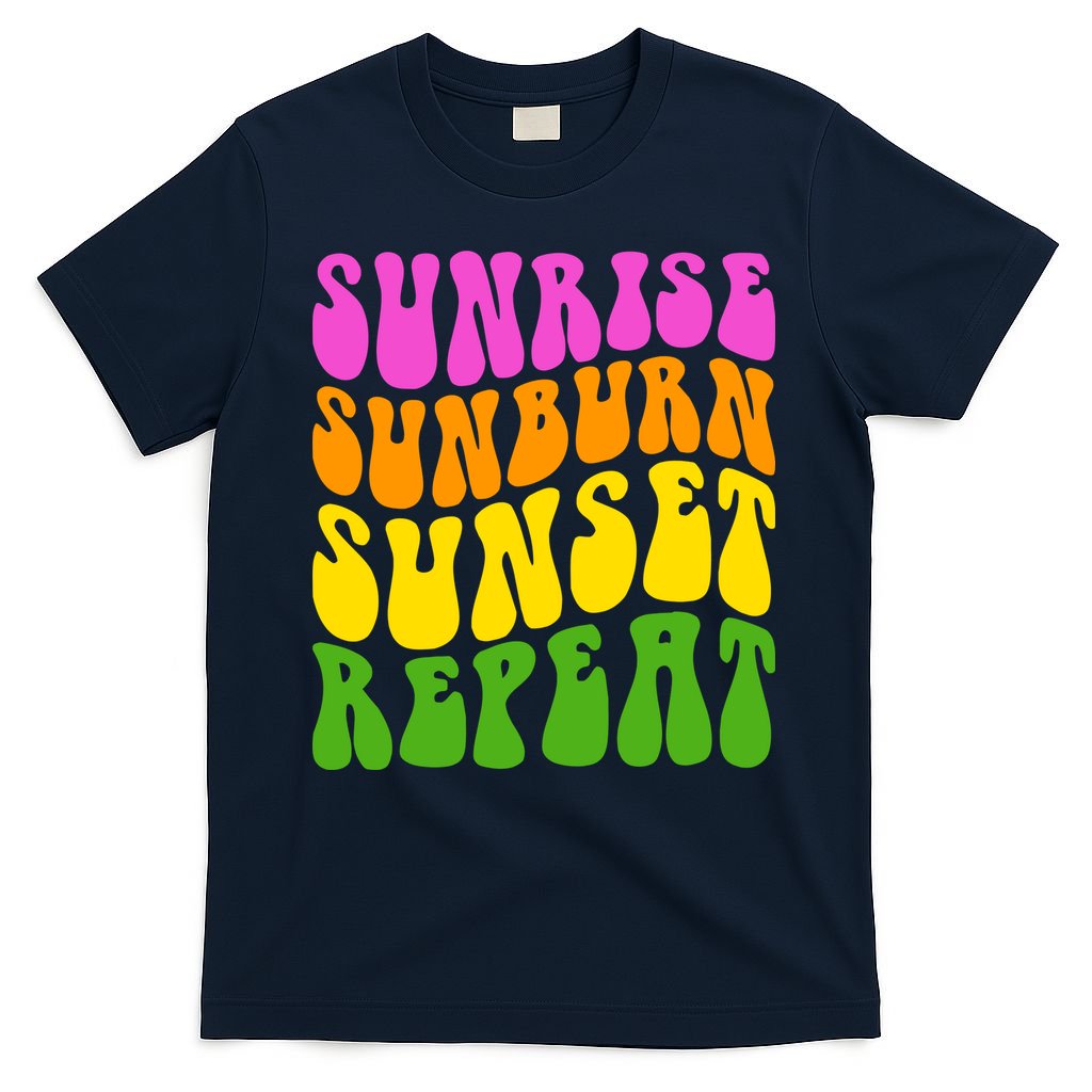 Sunrise Sunburn Sunset Repeat Retro Summer T-Shirt
