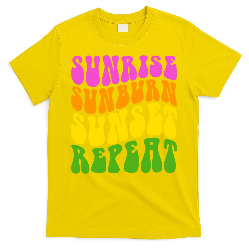 Sunrise Sunburn Sunset Repeat Retro Summer T-Shirt