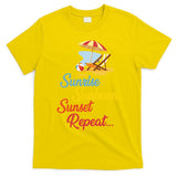 Sunrise Sunburn Sunset Repeat Summer Beach T-Shirt