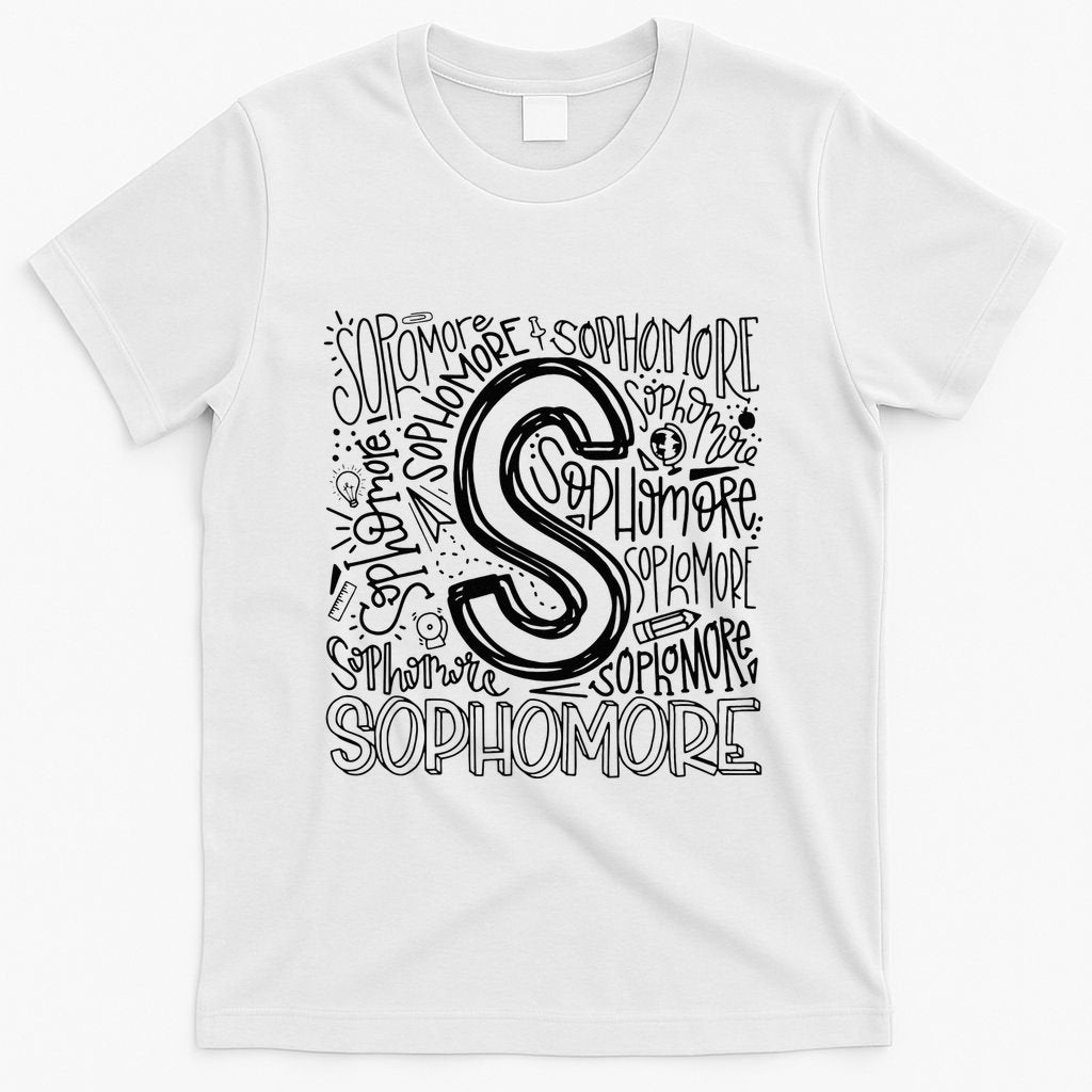 Sophomore Tenth 10th Grade Typography Back To School T-Shirt