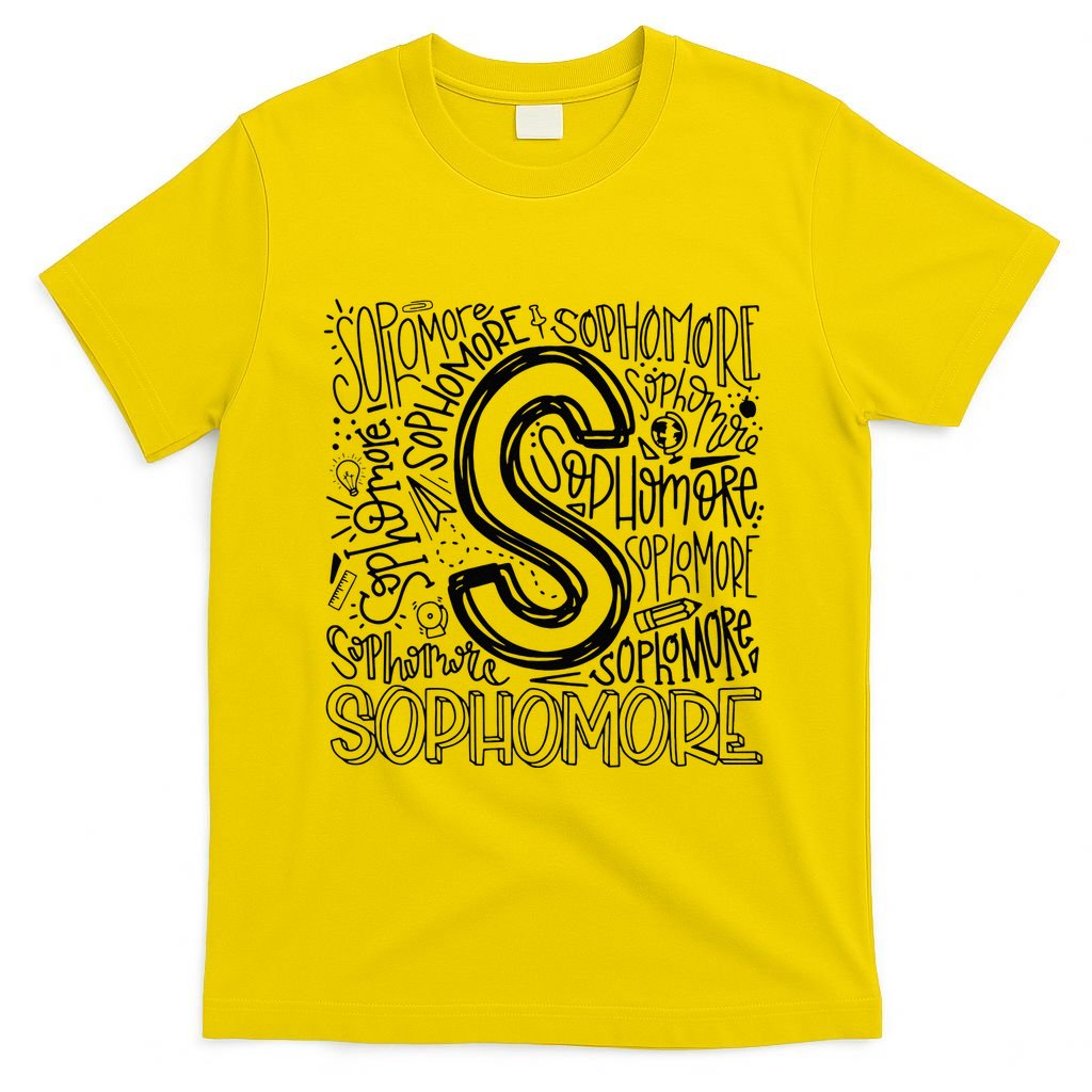 Sophomore Tenth 10th Grade Typography Back To School T-Shirt