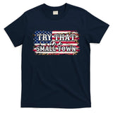 Small Town Leopard Print American USA Flag T-Shirt