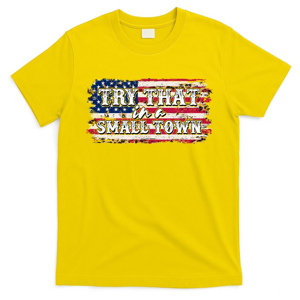 Small Town Leopard Print American USA Flag T-Shirt