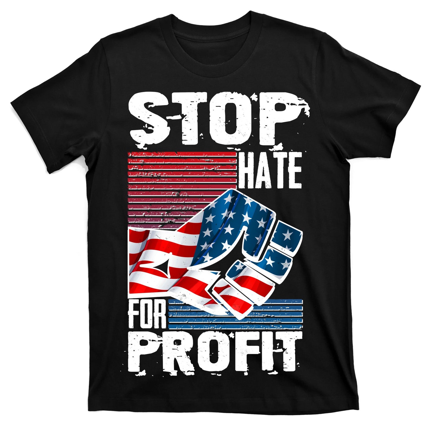 Stop Hate for Profit USA Flag Fist T-Shirt