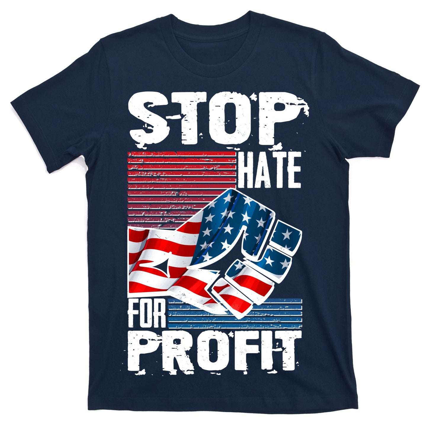 Stop Hate for Profit USA Flag Fist T-Shirt