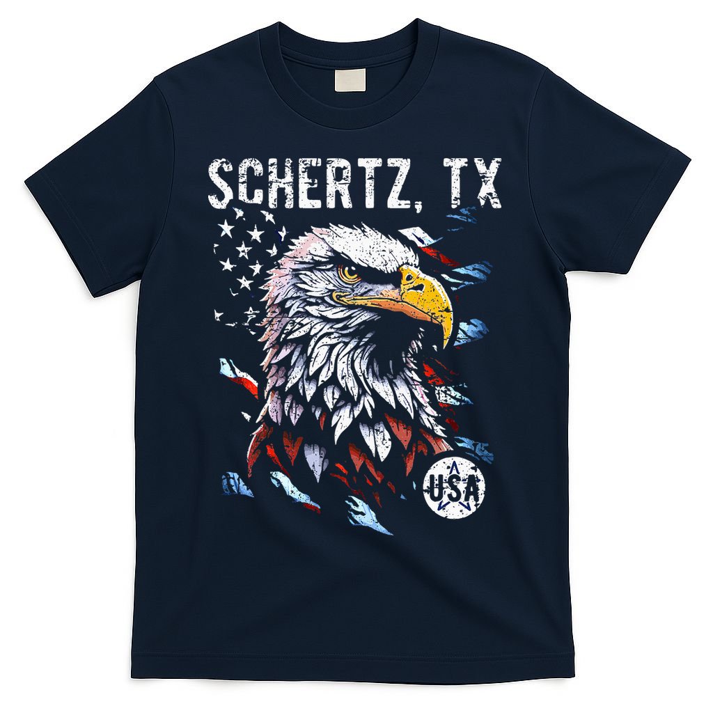 Schertz Texas Patriotic Eagle Usa Flag T-Shirt