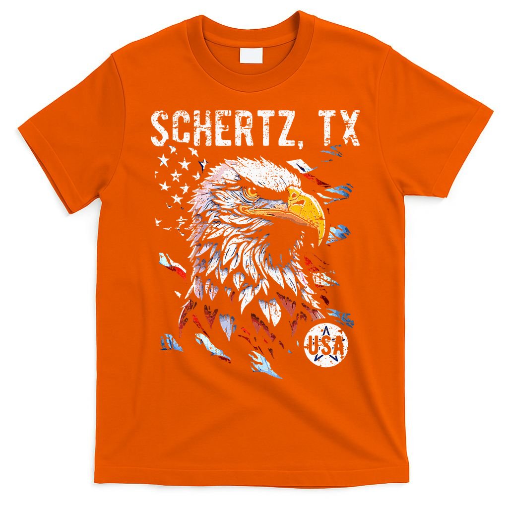 Schertz Texas Patriotic Eagle Usa Flag T-Shirt