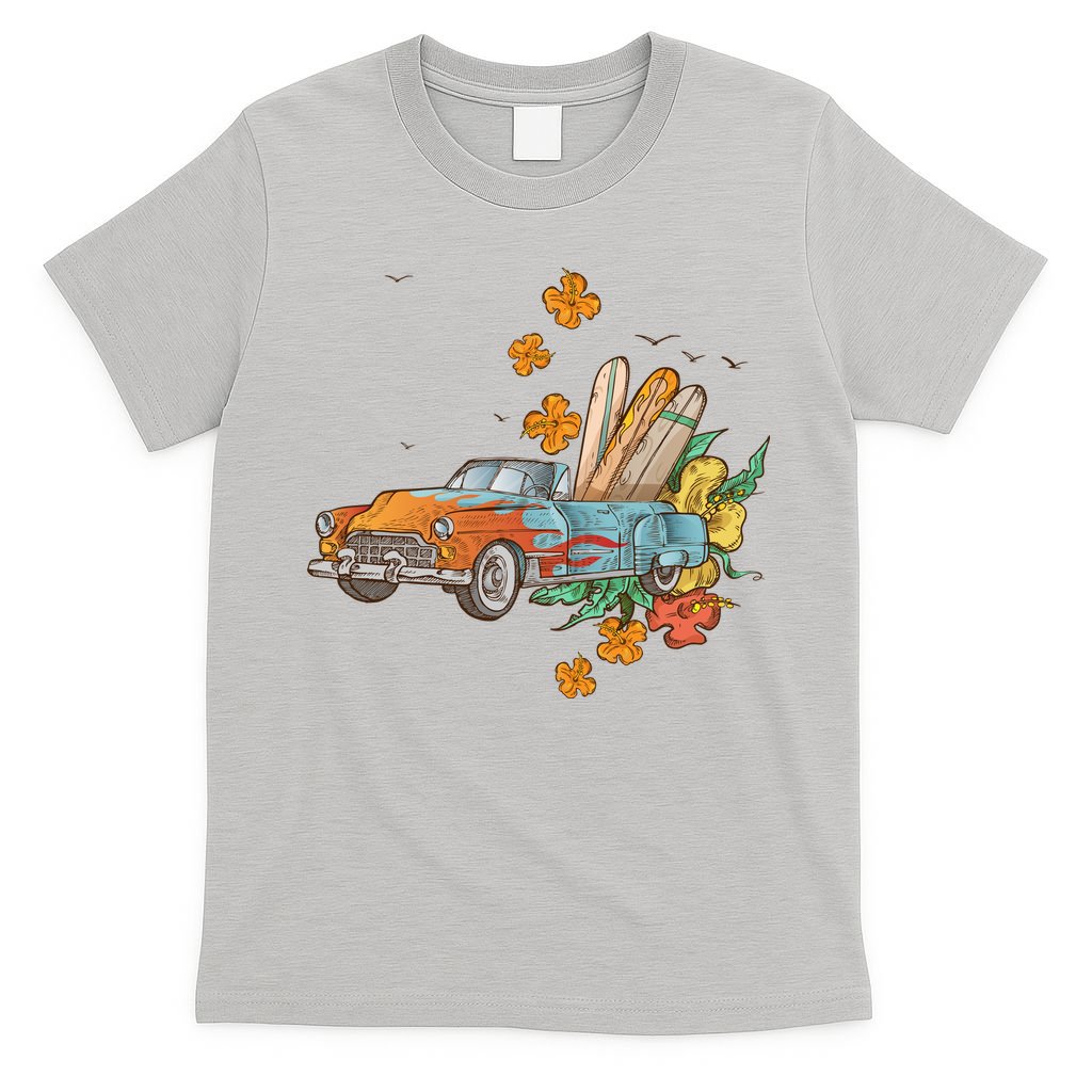 Surfing Tropical Summer Retro Truck T-Shirt