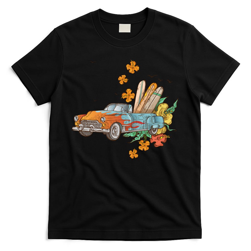 Surfing Tropical Summer Retro Truck T-Shirt