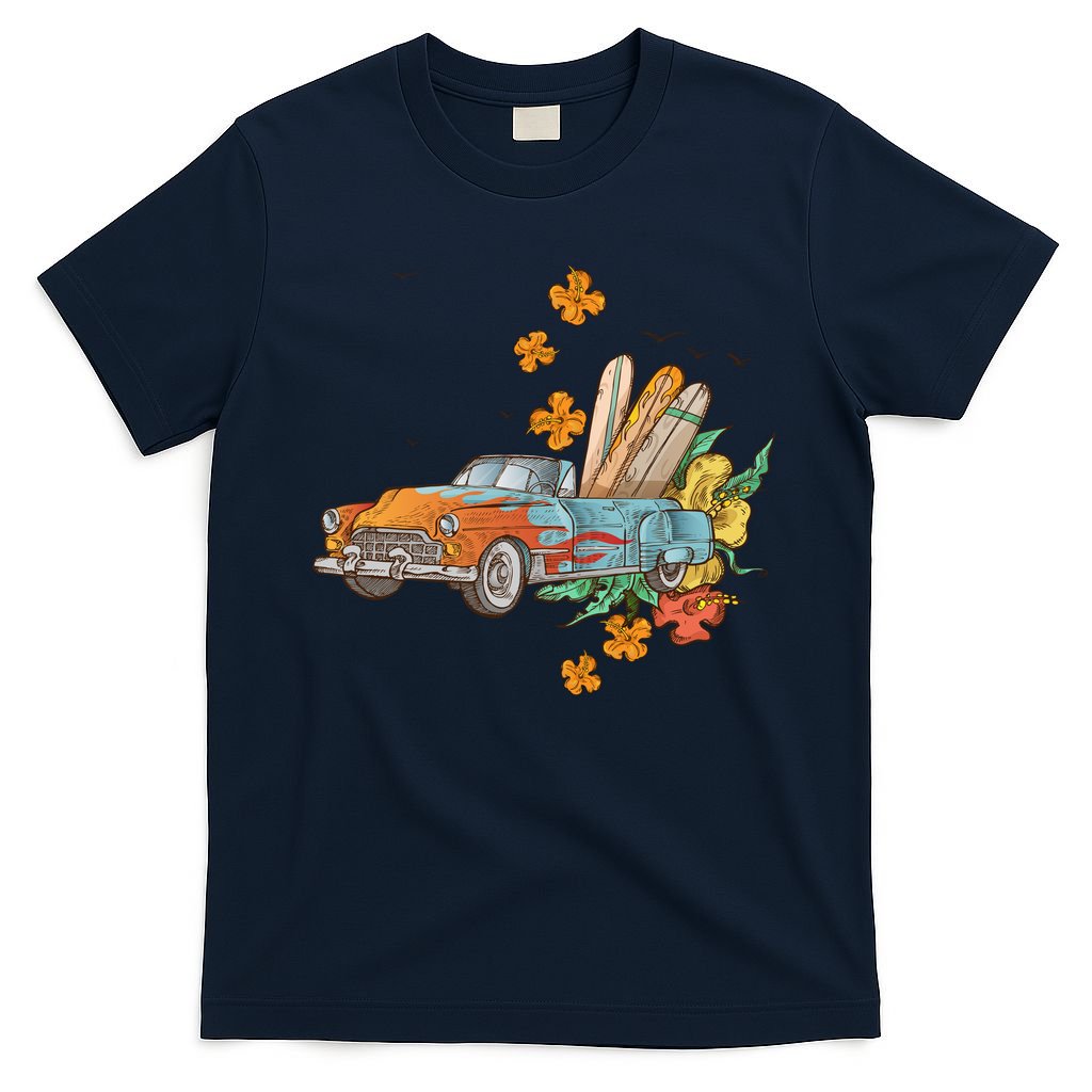 Surfing Tropical Summer Retro Truck T-Shirt