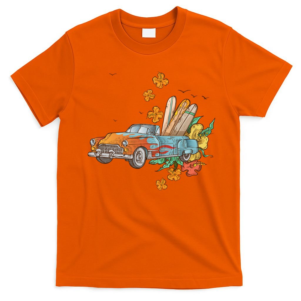 Surfing Tropical Summer Retro Truck T-Shirt