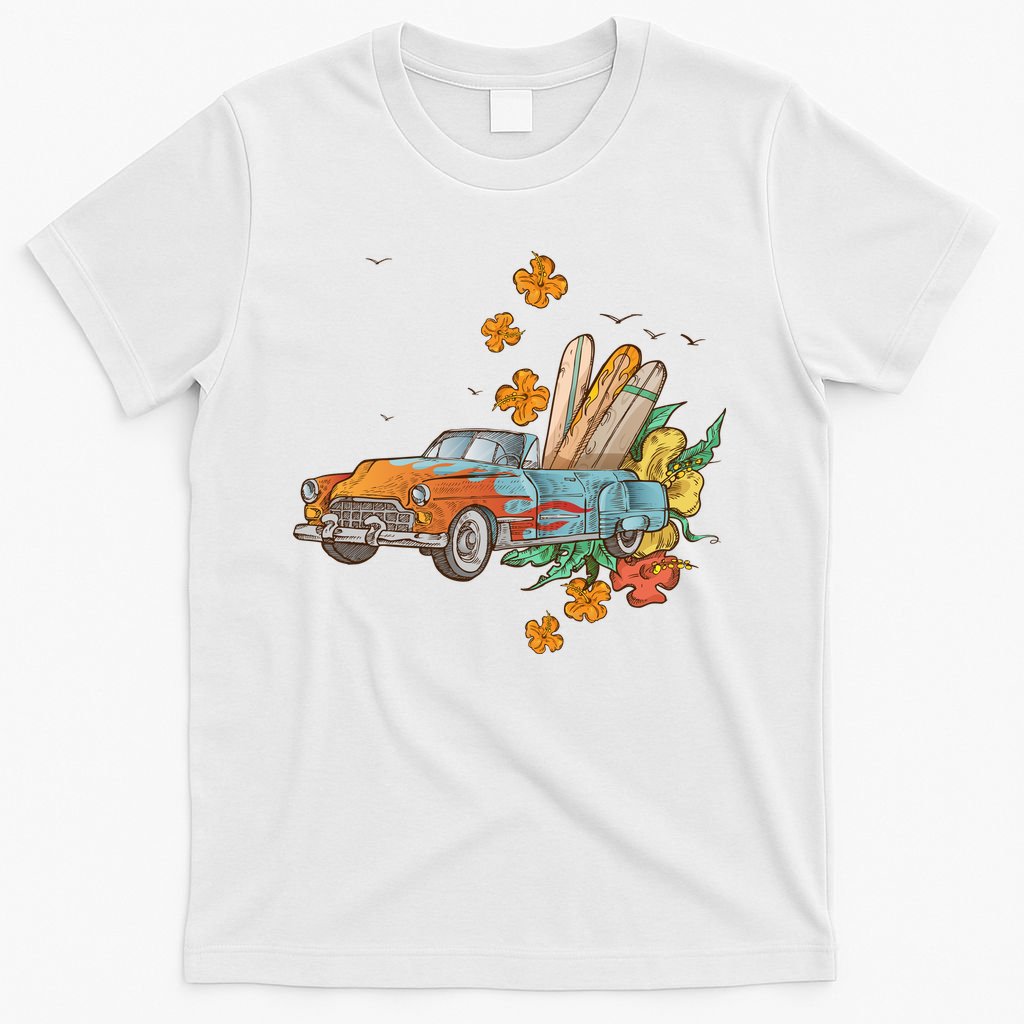 Surfing Tropical Summer Retro Truck T-Shirt