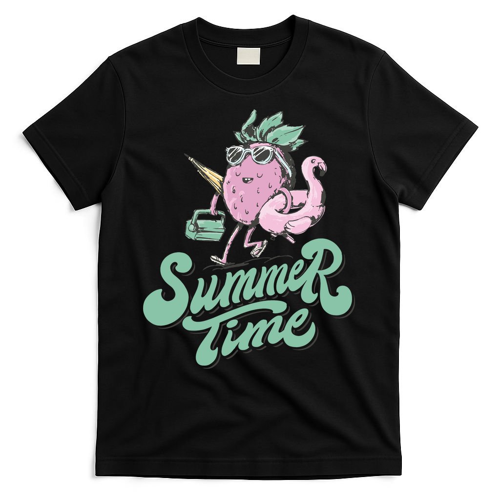 Summer Time Strawberry Retro Beach T-Shirt