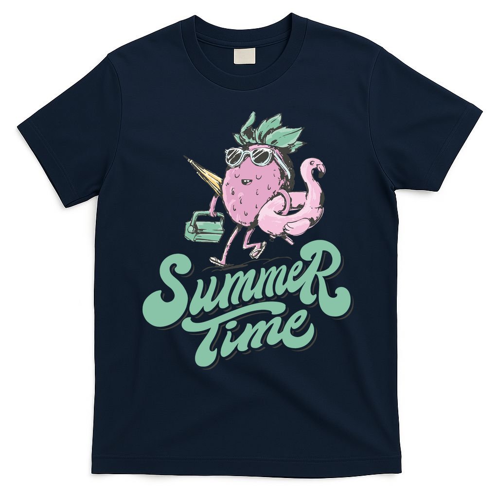 Summer Time Strawberry Retro Beach T-Shirt