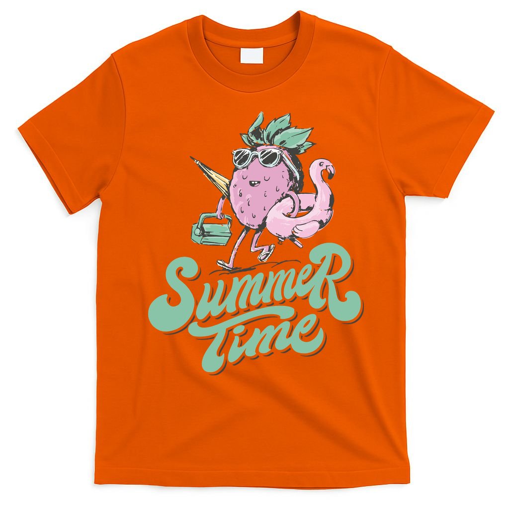 Summer Time Strawberry Retro Beach T-Shirt