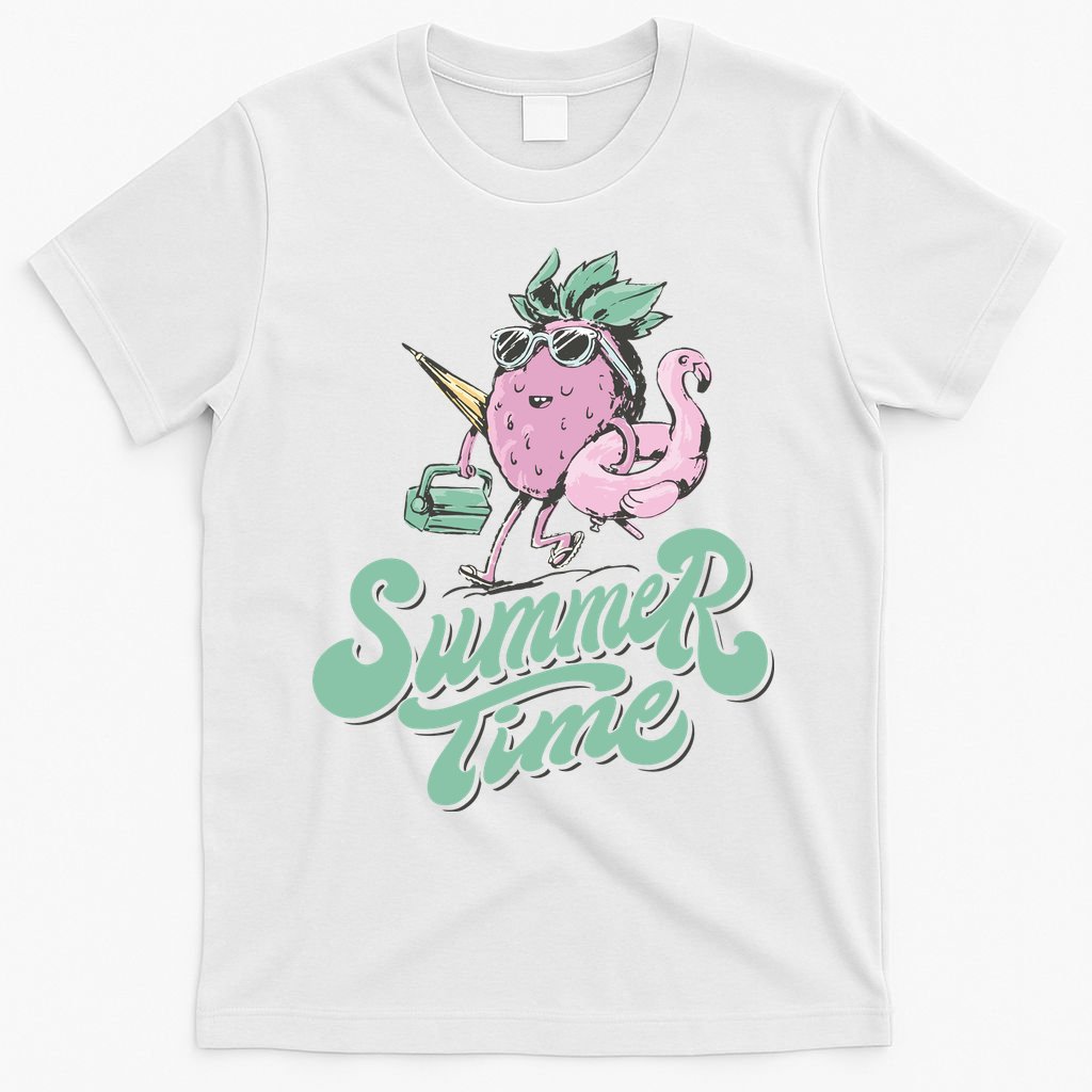 Summer Time Strawberry Retro Beach T-Shirt