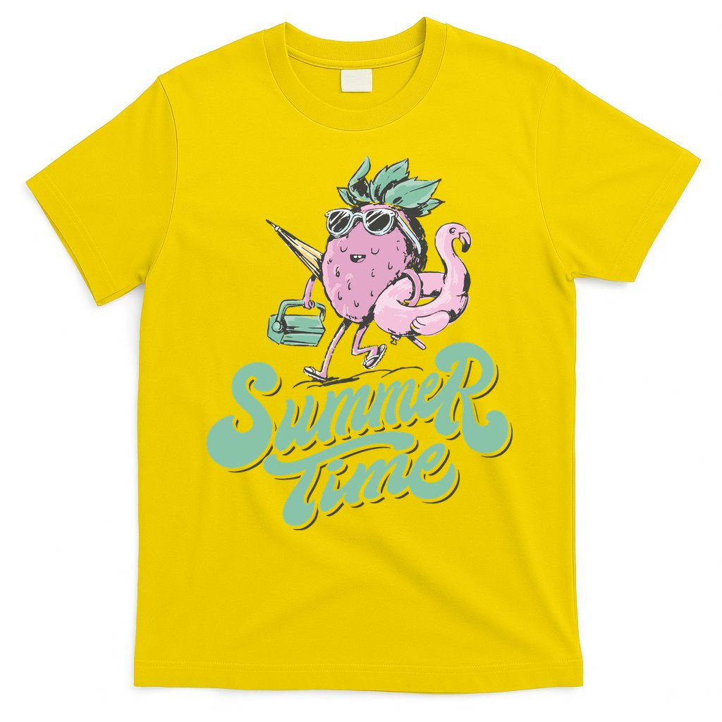 Summer Time Strawberry Retro Beach T-Shirt
