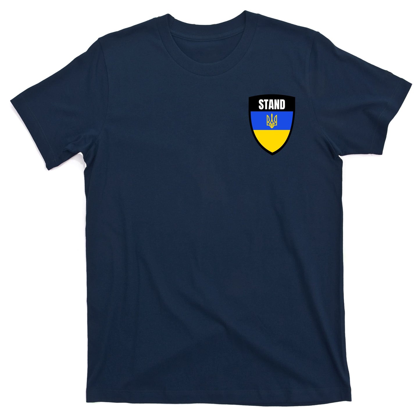 Stand Tactical Support Ukrainian Flag Shield I Stand With Ukraine Military T-Shirt