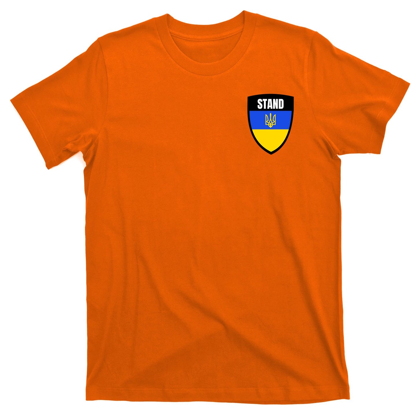 Stand Tactical Support Ukrainian Flag Shield I Stand With Ukraine Military T-Shirt